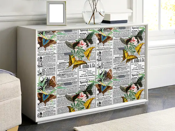 Autocolant mobila model ziare cu flori v7 1