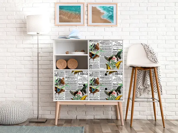 Autocolant mobila model ziare cu flori v7 2