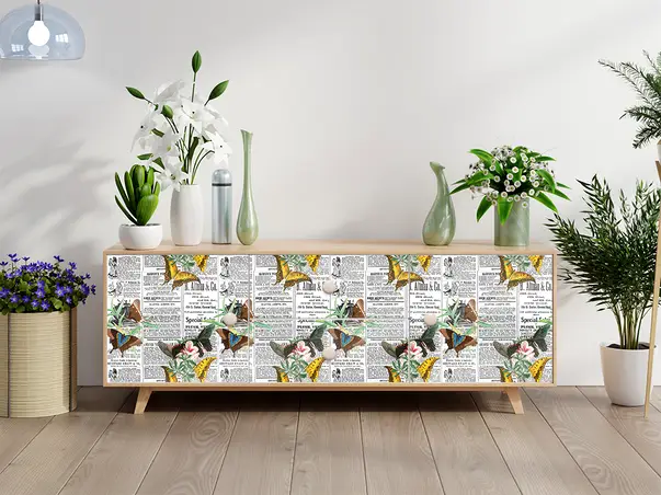 Autocolant mobila model ziare cu flori v7 3