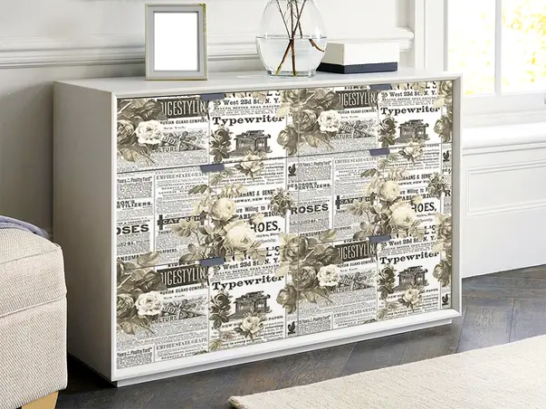 Autocolant mobila model ziare cu flori v8 1