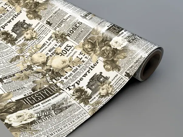 Autocolant mobila model ziare cu flori v8 4