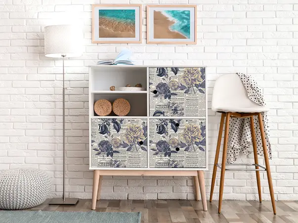 Autocolant mobila model ziare cu flori v9 2