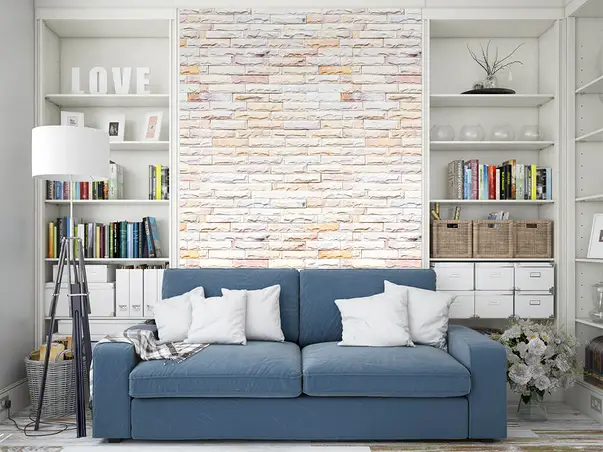 Autocolant perete model piatra alba 2