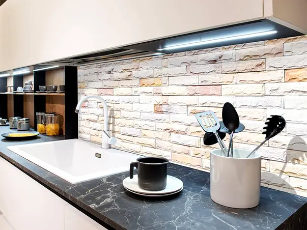 Autocolant perete model piatra alba 3