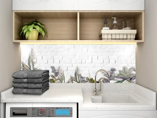 Autocolant perete model piatra cu plante x4