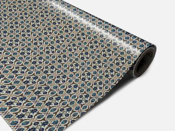 Autocolant podea model azulejos mixt albastru metru 0