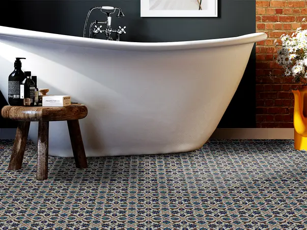 Autocolant podea model azulejos mixt albastru rola 2