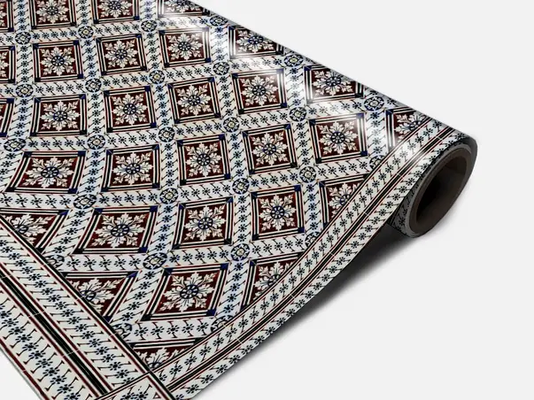 Autocolant podea model azulejos romb brun rola 0