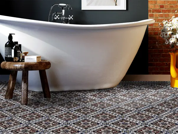 Autocolant podea model azulejos romb brun rola 2