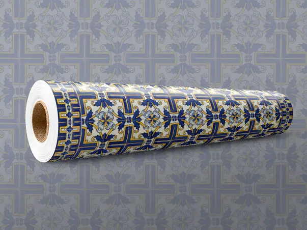 Autocolant podea model decorativ albastru galben rola 1