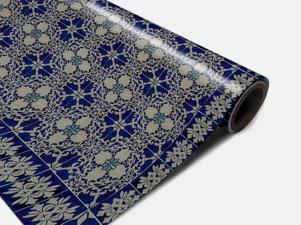 Autocolant podea model floral albastru gri rola 0