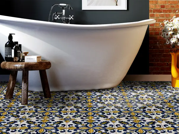 Autocolant podea model floral galben 2