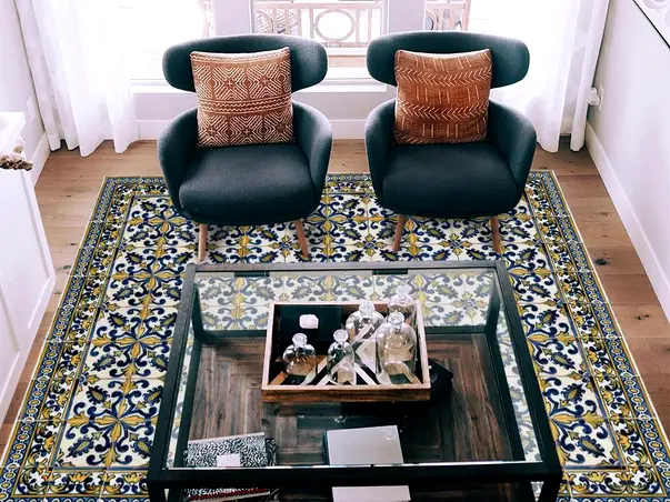 Autocolant podea model floral galben 4