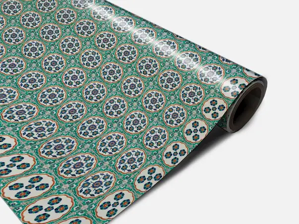 Autocolant podea model floral verde rola 0