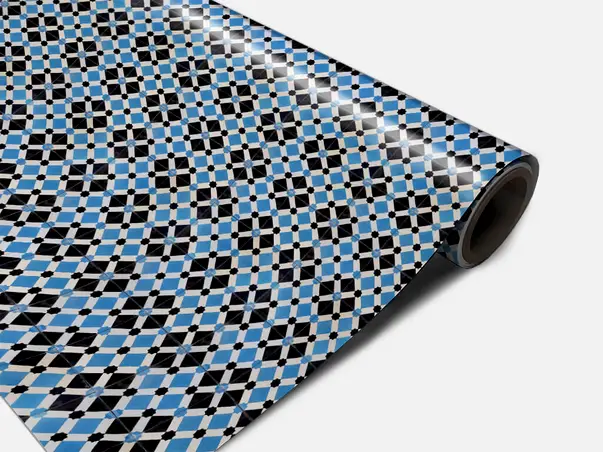 Autocolant podea model romboidal albastru metru 0