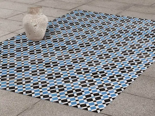 Autocolant podea model romboidal albastru metru 2