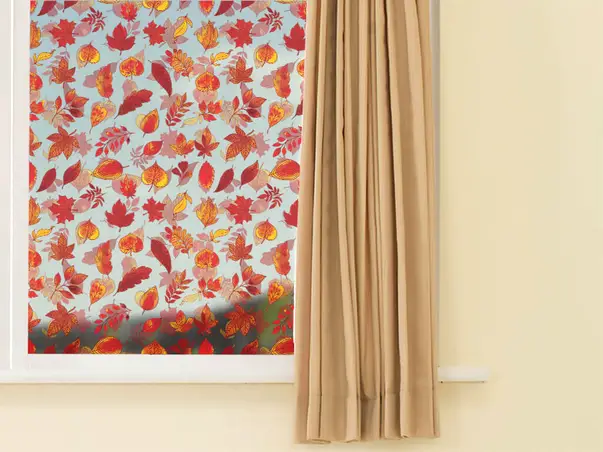 Autocolant sablare frunze rosii simulare 4