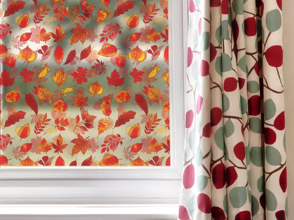 Autocolant sablare frunze rosii simulare 5