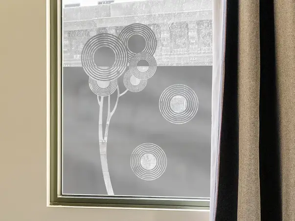 Autocolant sablare model decupat cu flori cerculete x1