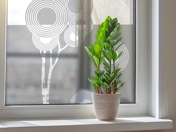 Autocolant sablare model decupat cu flori cerculete x2