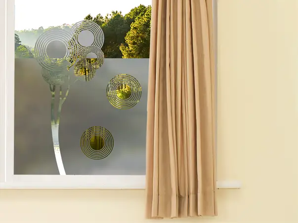 Autocolant sablare model decupat cu flori cerculete x3