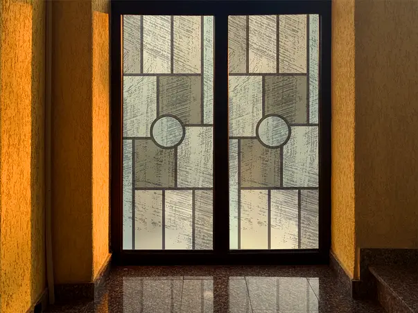 Autocolant sablare tip vitraliu verde v3