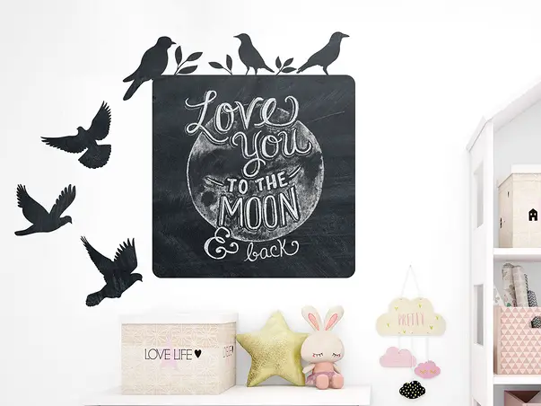 Autocolant tabla de scris model panou cu pasari x2