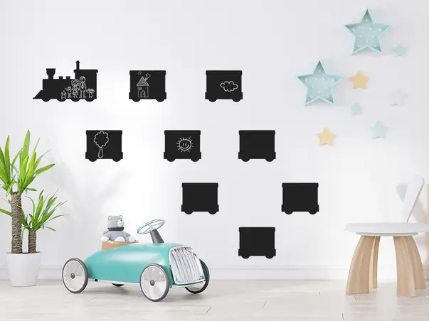 Autocolant tip tabla pentru copii model trenulet x4