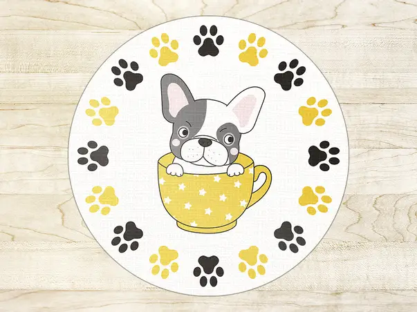 Covor antiderapant pentru animale de companie, model ceasca catelus