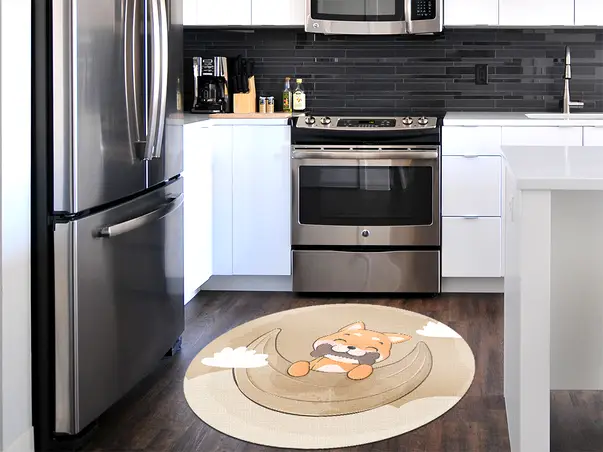 Covor antiderapant pentru animale de companie model Corgi inoleum antiderapant rotund 3