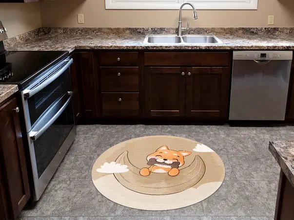 Covor antiderapant pentru animale de companie model Corgi inoleum antiderapant rotund 4