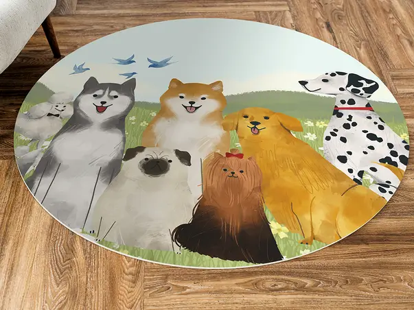 Covor antiderapant pentru animale de companie model Dogs linoleum antiderapant rotund 3