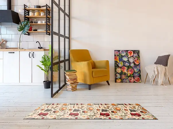 Covor din vinil antiderapant model bucatarie cafea 2