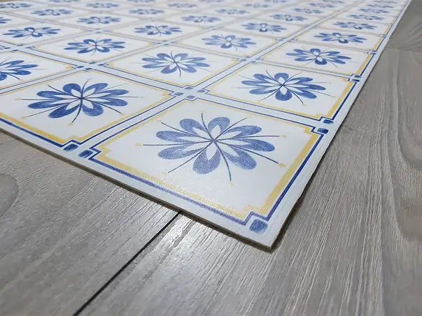 Covor din vinil bucatarie model Edessa albastru bej FOLMATKIT04 7