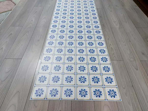 Covor din vinil bucatarie model Edessa albastru bej FOLMATKIT04 8