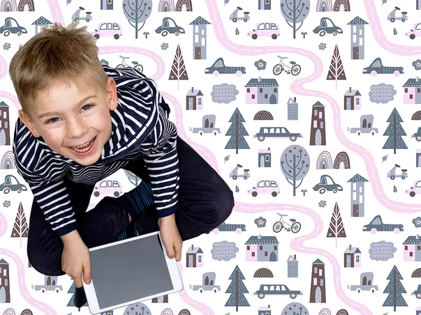 Covor din vinil camera copii model cursa masini FOLMATKIDS01 2