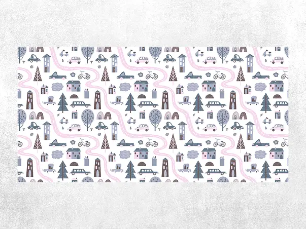 Covor din vinil camera copii model cursa masini FOLMATKIDS01 3