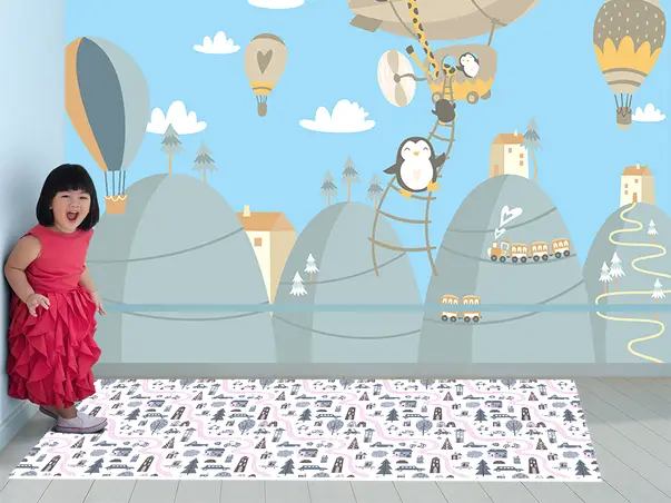 Covor din vinil camera copii model cursa masini FOLMATKIDS01 4