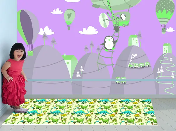 Covor din vinil camera copii model cursa masini FOLMATKIDS02 2