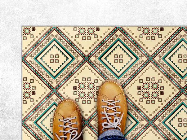 Covor din vinil model aztec bej 1