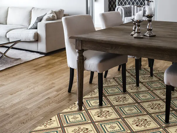 Covor din vinil model aztec bej 2