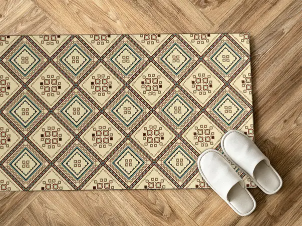 Covor din vinil model aztec bej 3