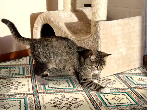 Covor din vinil model aztec bej 4