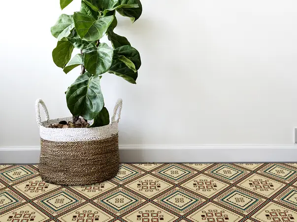 Covor din vinil model aztec bej 5