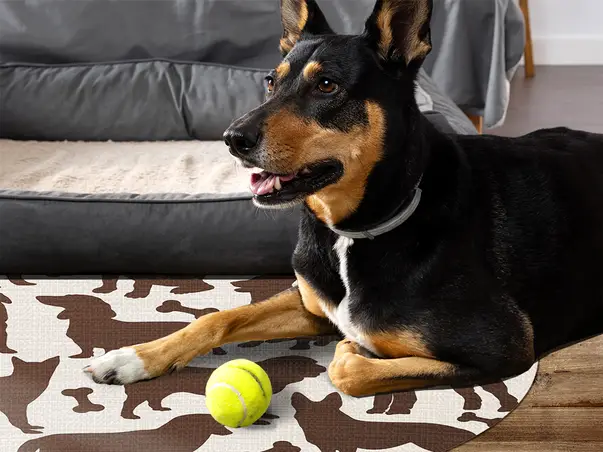 Covor din vinil model catei bej maro v2