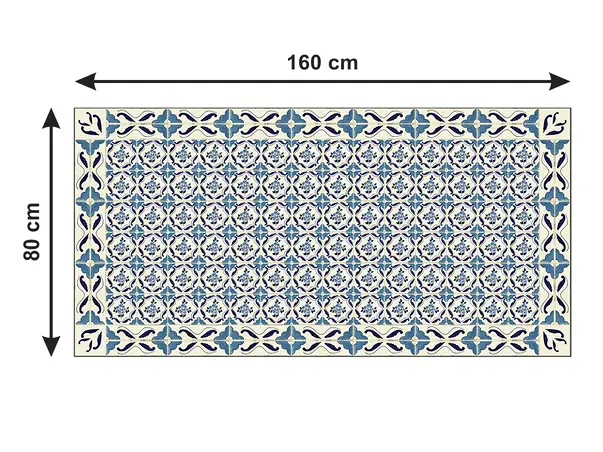 Covor din vinil model elemente florale albastre 7