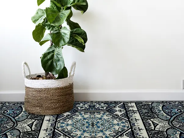 Covor din vinil model floral albastru max 3