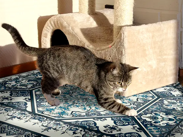 Covor din vinil model floral albastru max 4