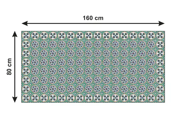Covor din vinil model floral verde albastru cercuri 7