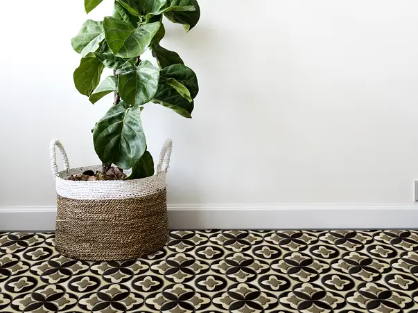 Covor din vinil model geometric brun 4